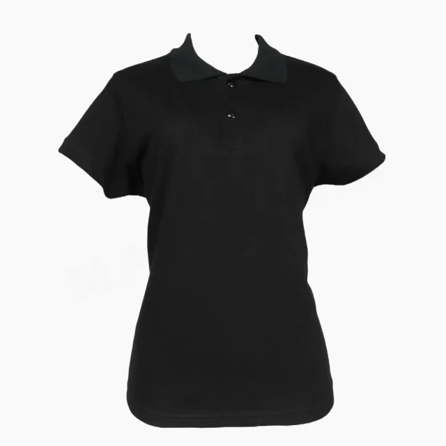 Polera Piqué Negra Dama Manga Corta