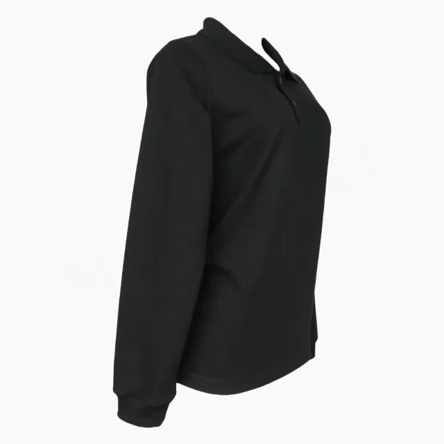 Polera Piqué Negra Dama Manga Larga