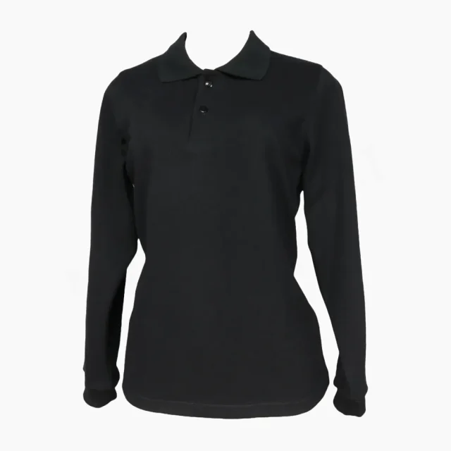 Polera Piqué Negra Dama Manga Larga