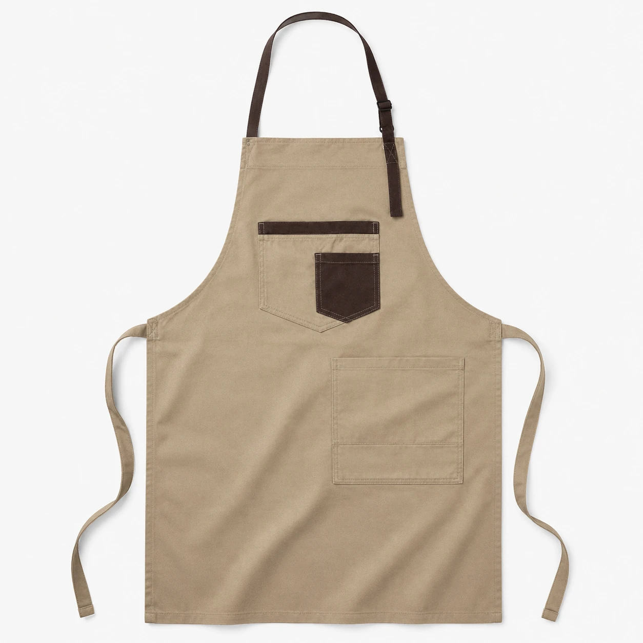 pechera delantal beige cafe gabardina (1)