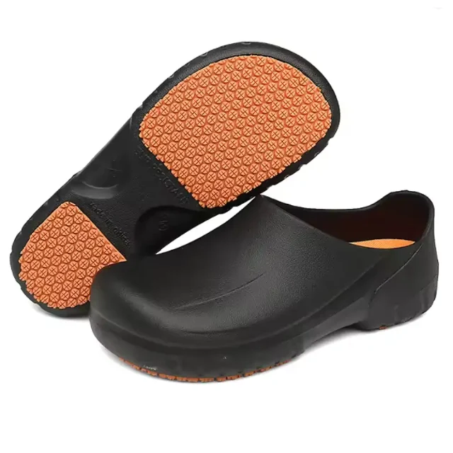 Zuecos Cocina Antideslizantes Bicolor Negro Naranjo