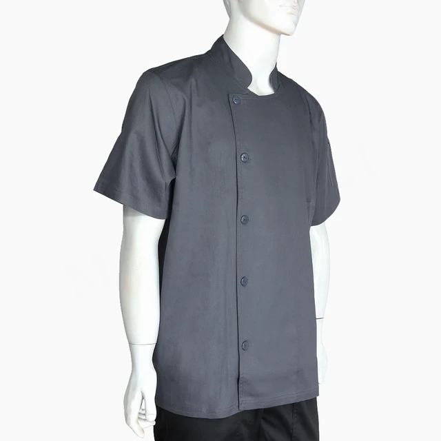 Chaqueta Chef Gris Gabardina Unisex Botón
