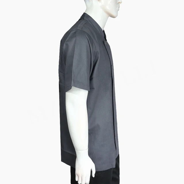 Chaqueta Chef Gris Gabardina Unisex Botón