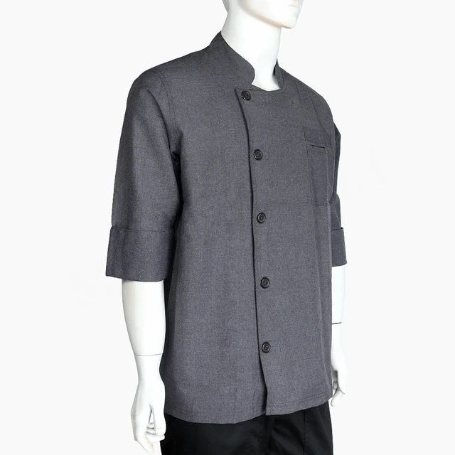 Chaqueta Chef Gris Mezclilla Unisex Botón