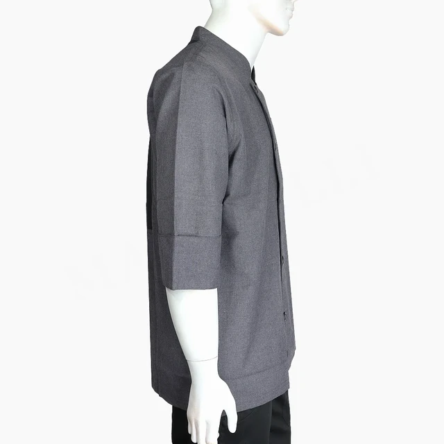 Chaqueta Chef Gris Mezclilla Unisex Botón