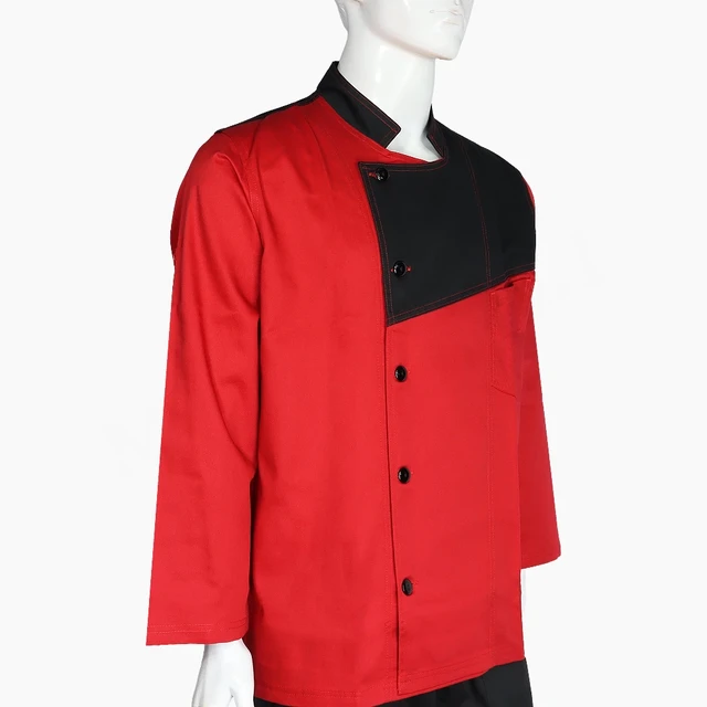 Chaqueta Chef Rojo con Negro Unisex con Botón