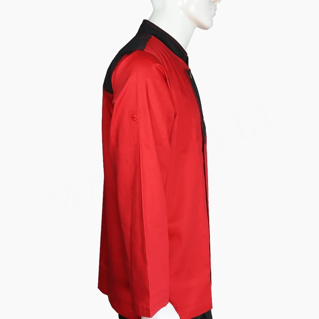 Chaqueta Chef Rojo con Negro Unisex con Botón
