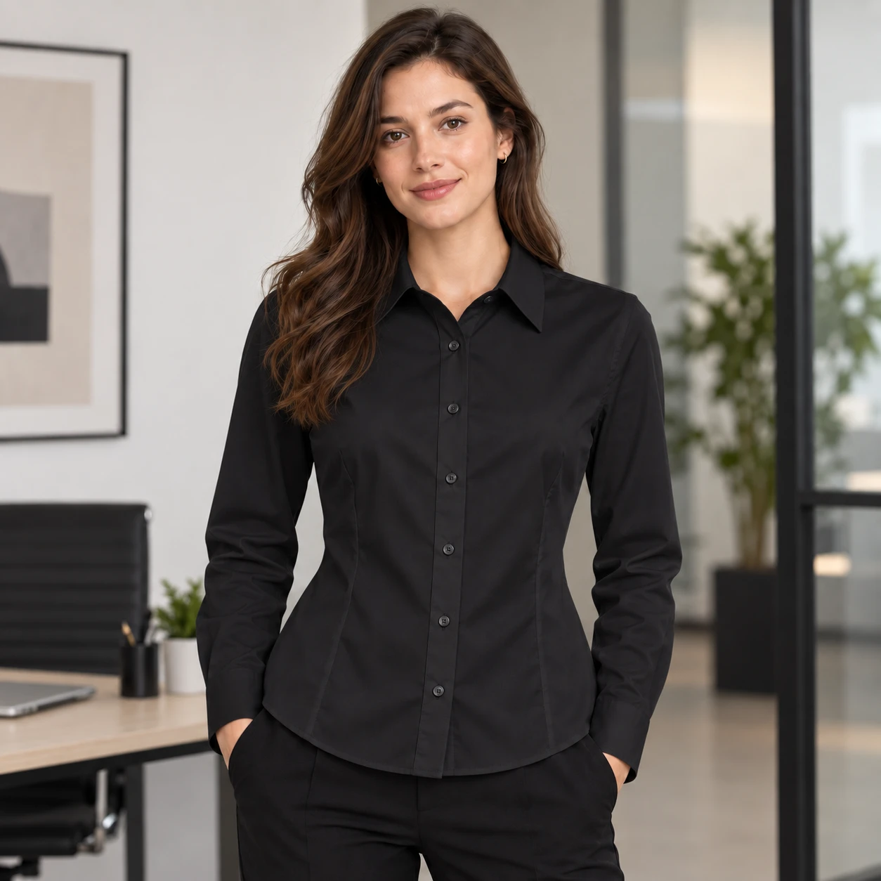 blusa popelina negra manga larga marinelli (2)