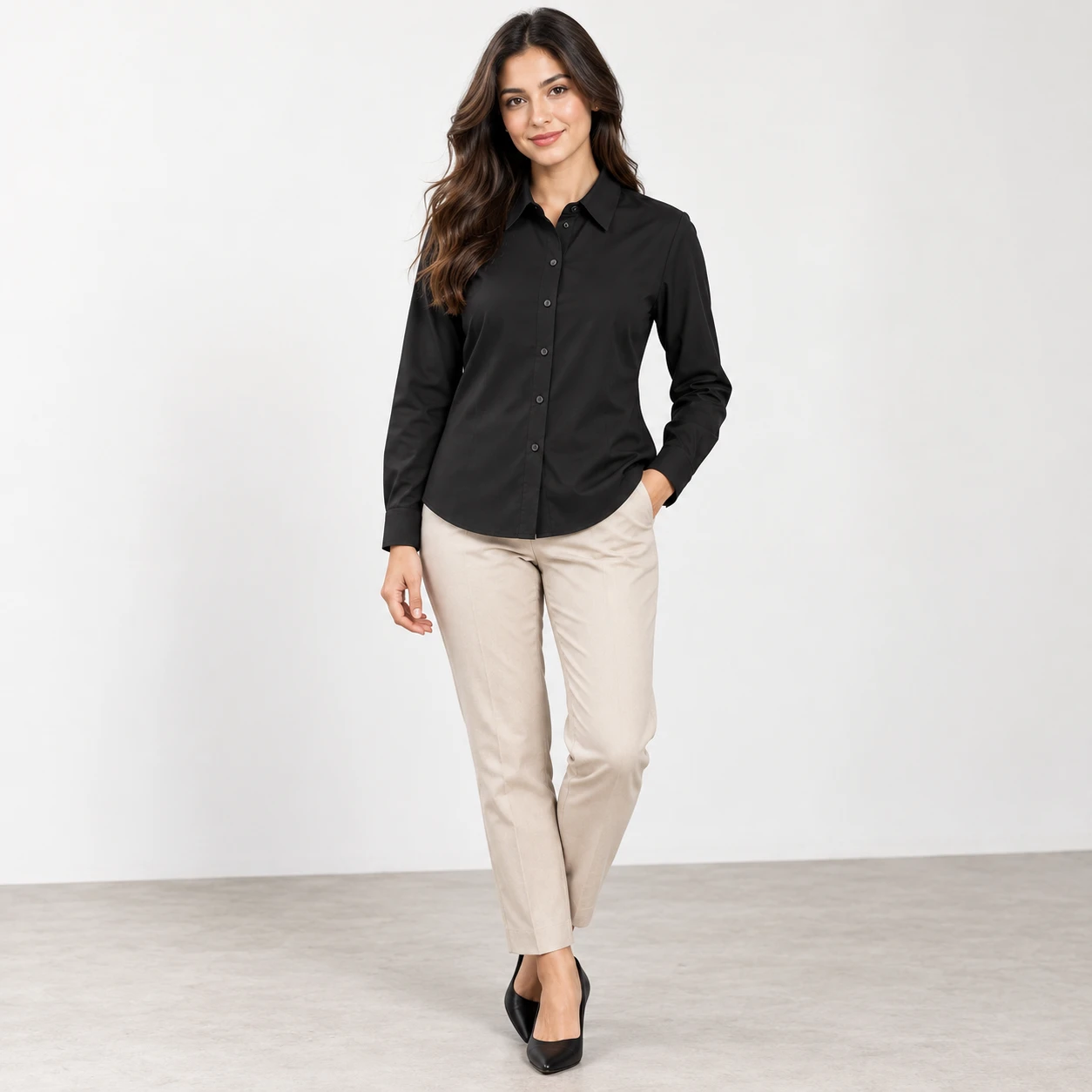 blusa popelina negra manga larga marinelli (3)