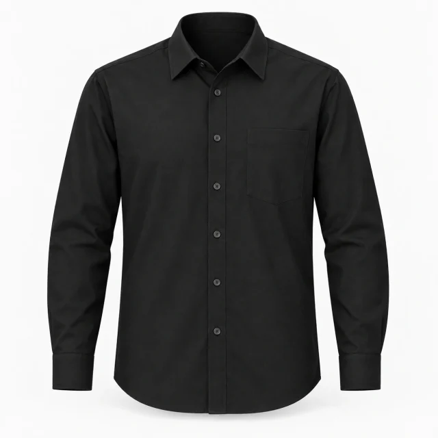 camisa popelina negra manga larga svgi